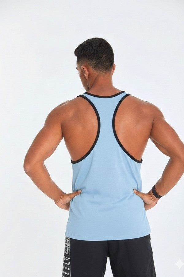 Black lining Tank Top In Blue