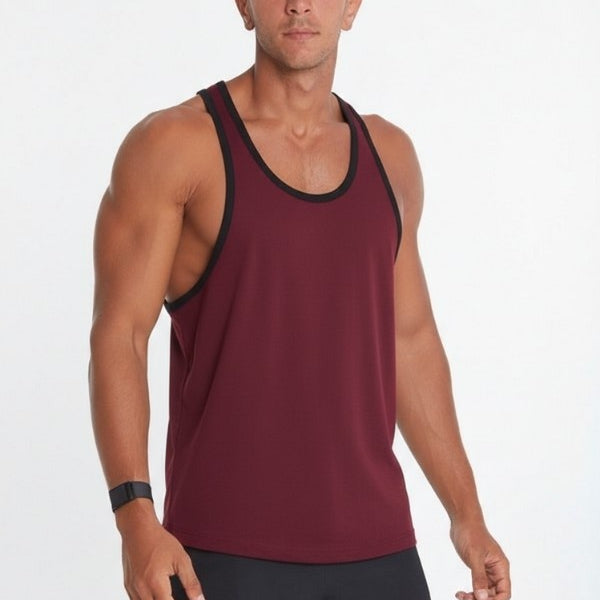 Black lining Tank Top In Burgundy