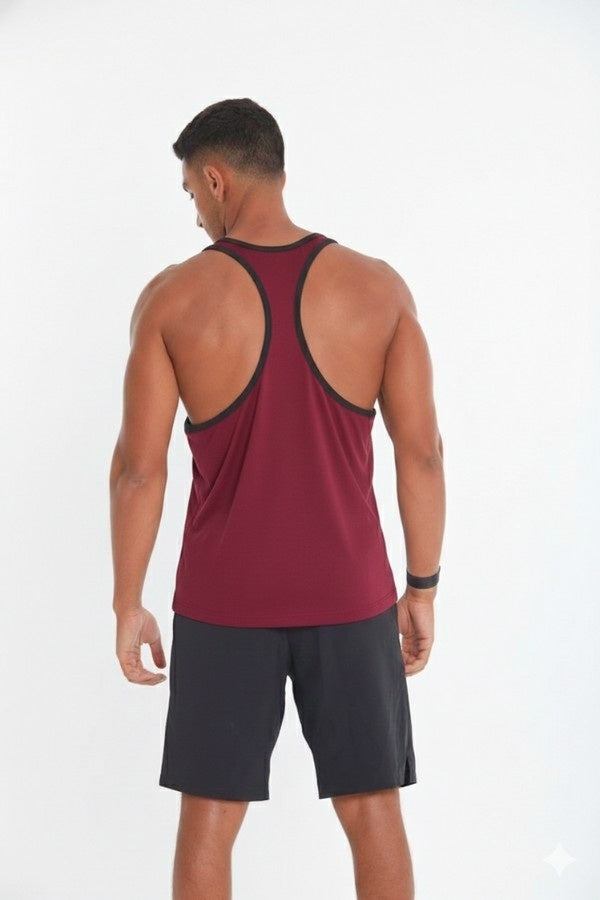 Black lining Tank Top In Burgundy