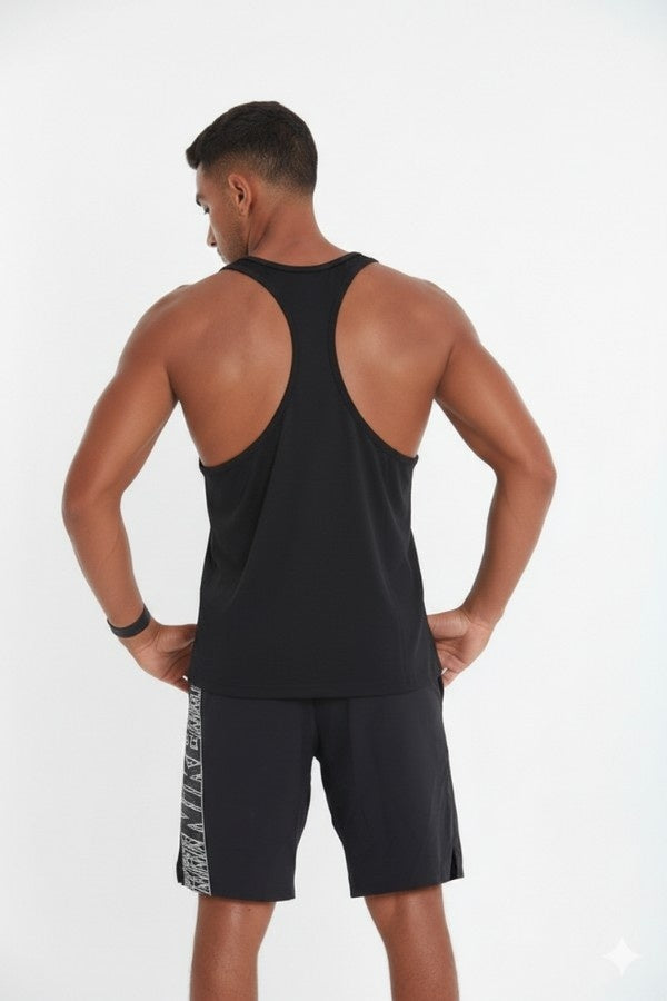 Black lining Tank Top In Black