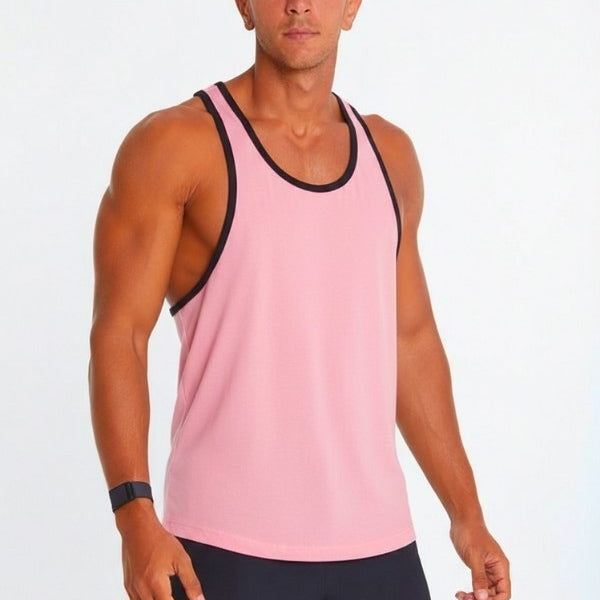 Black lining Tank Top In Pink