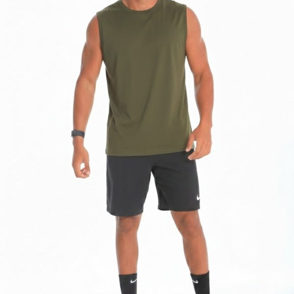 Closed Tank Top In Olive Green
