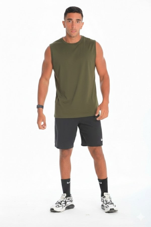 Closed Tank Top In Olive Green