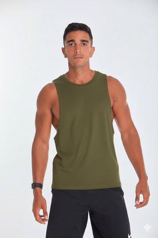 Open Tank Top In Olive Green