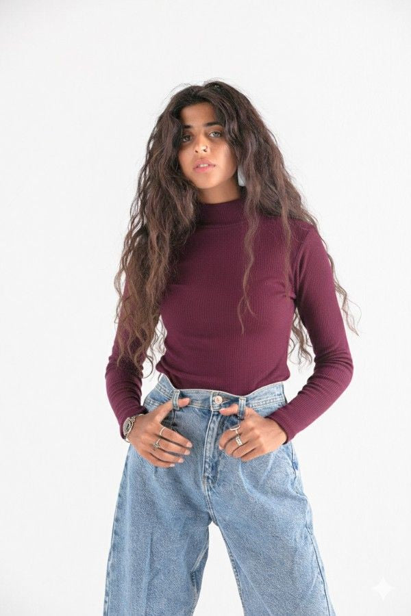 90s Funk Turtleneck In Purple