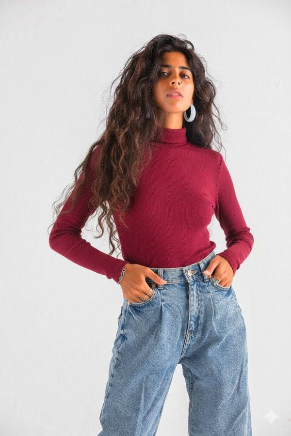 90s Funk Turtleneck In Burgundy