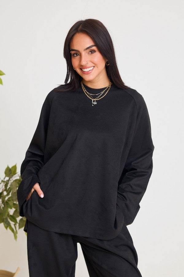 Oversized Ribbed Black Set