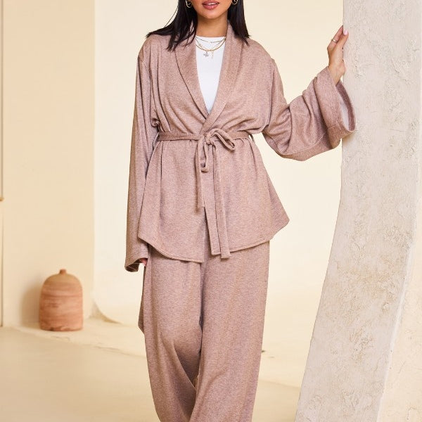 Comfy Kimono Set In Beige