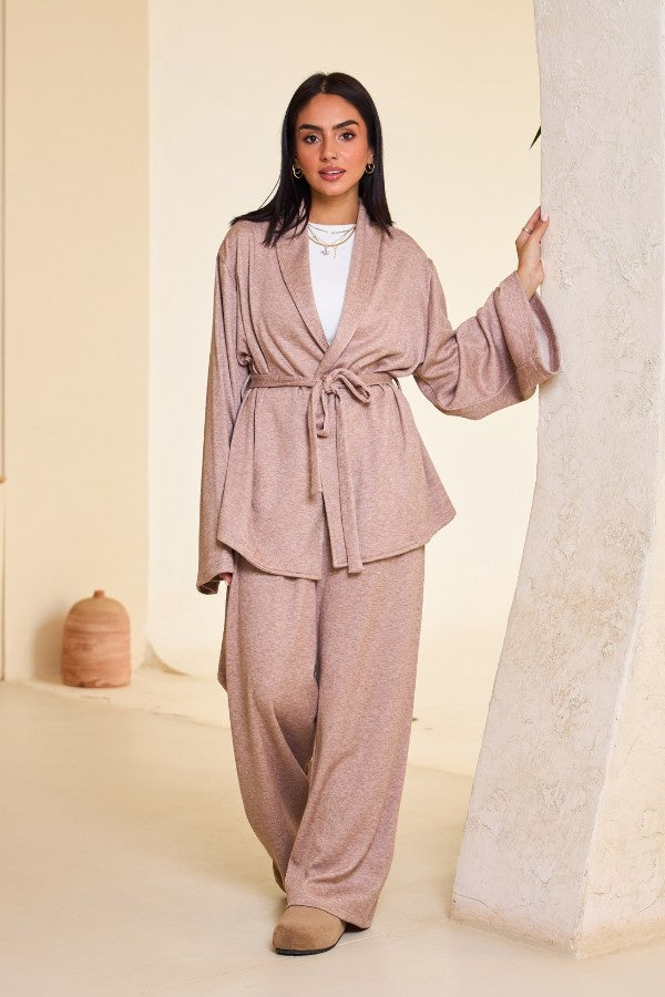 Comfy Kimono Set In Beige