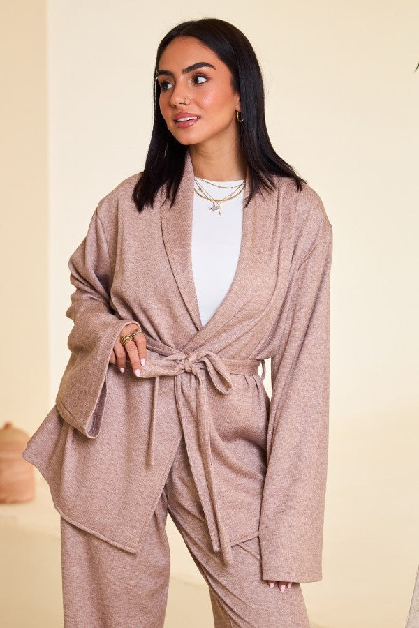 Comfy Kimono Set In Beige