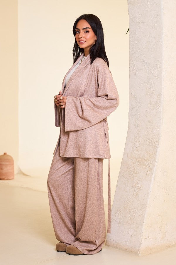 Comfy Kimono Set In Beige