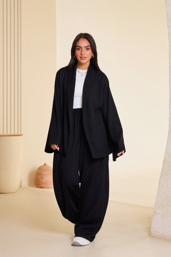 Comfy Kimono Set In Black