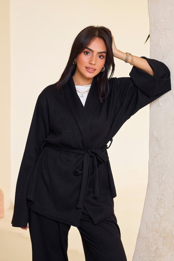 Comfy Kimono Set In Black