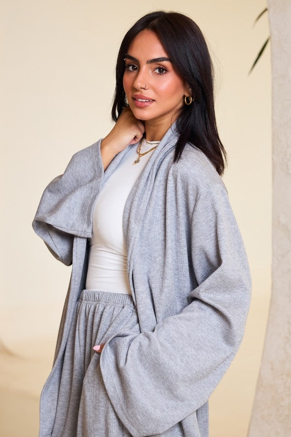 Comfy Kimono Set In Grey
