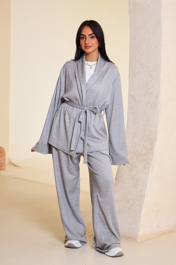 Comfy Kimono Set In Grey