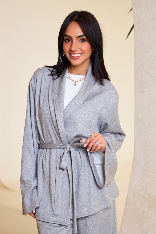 Comfy Kimono Set In Grey