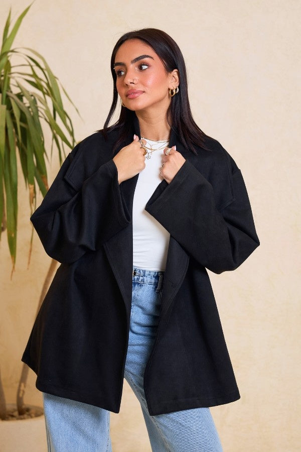 Big Collar Black Jacket