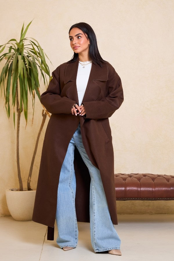 Long Oversized Brown Coat