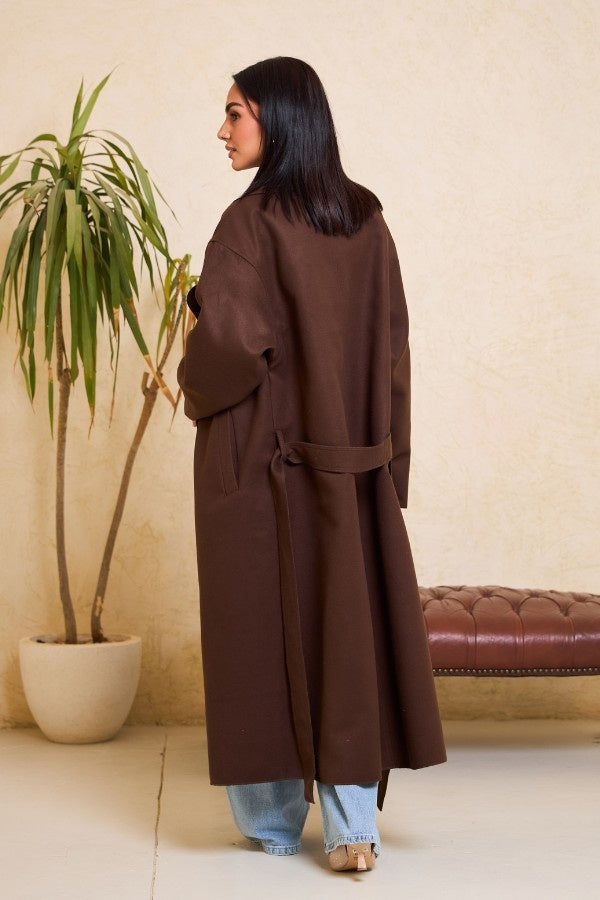 Long Oversized Brown Coat