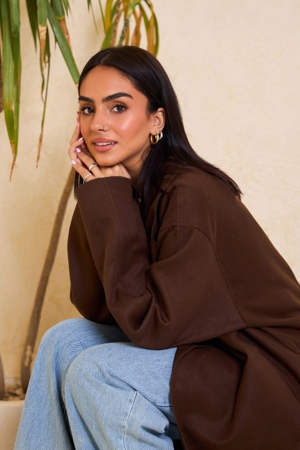 Long Oversized Brown Coat
