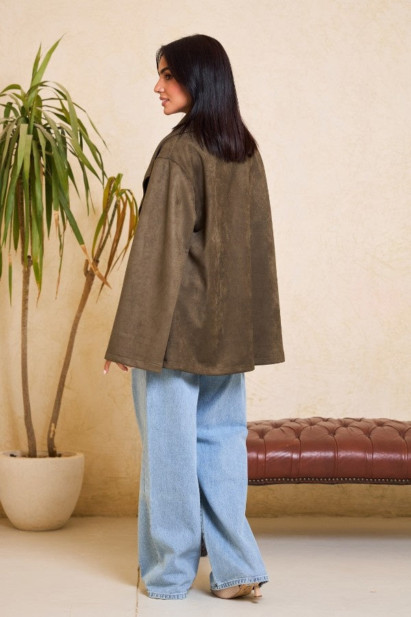 Big Collar Olive Green Jacket