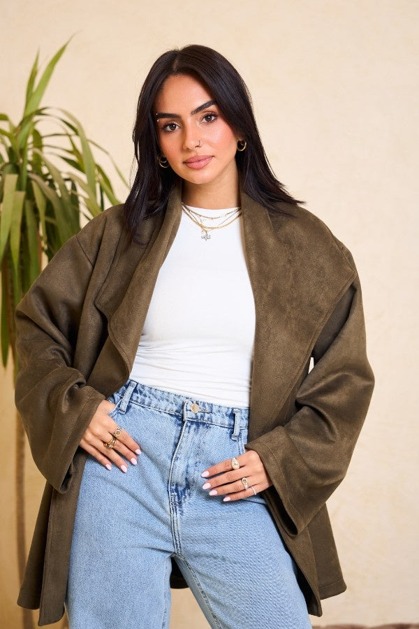 Big Collar Olive Green Jacket