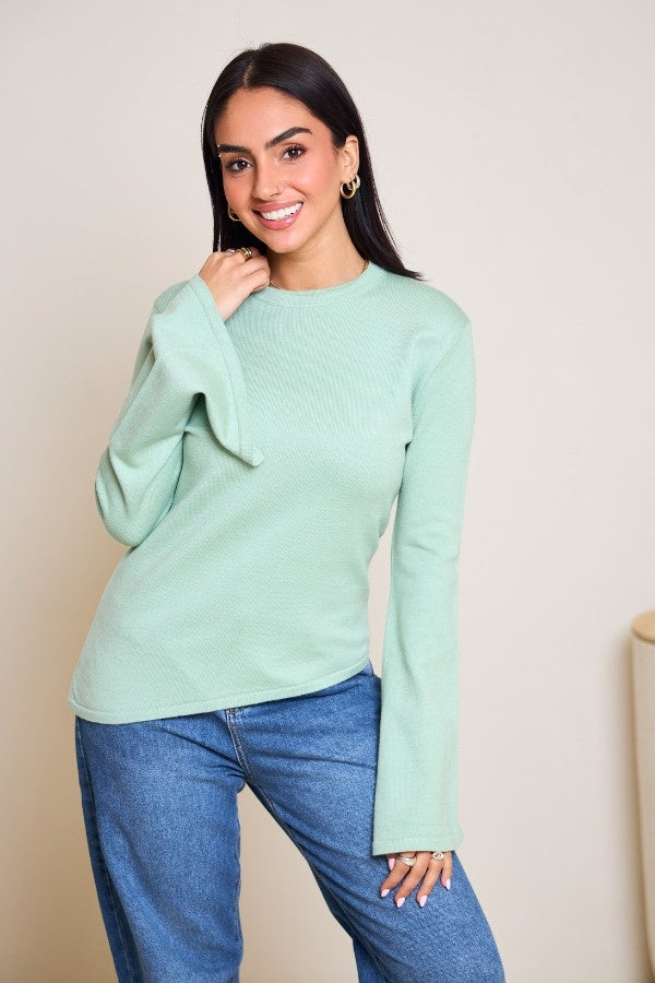 Scarved Knitted Mint Top
