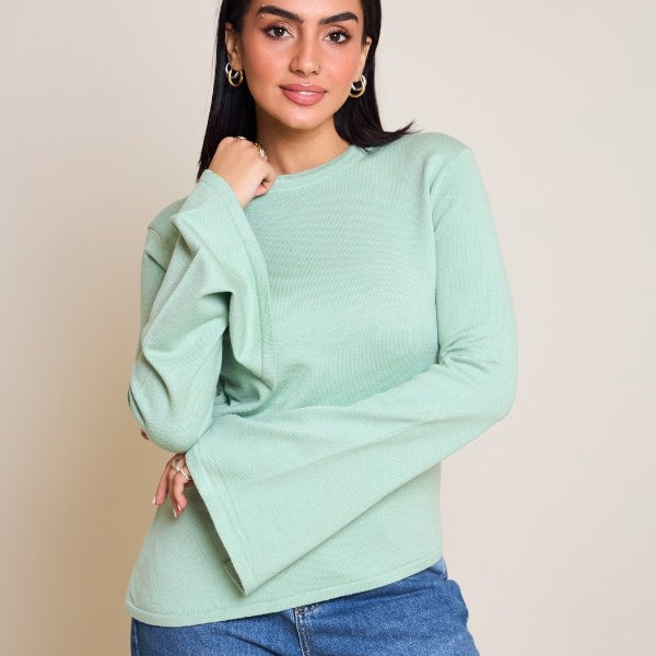 Scarved Knitted Mint Top