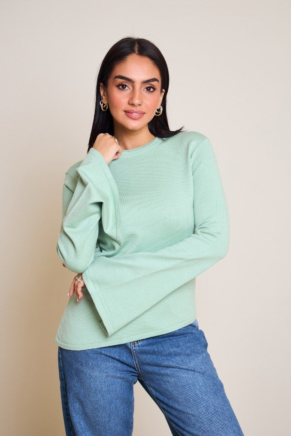 Scarved Knitted Mint Top
