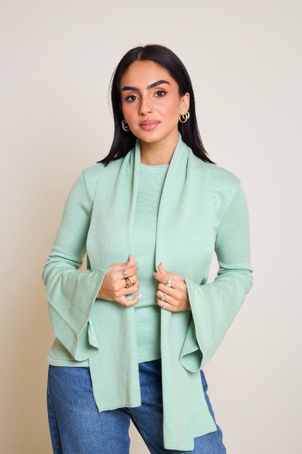Scarved Knitted Mint Top