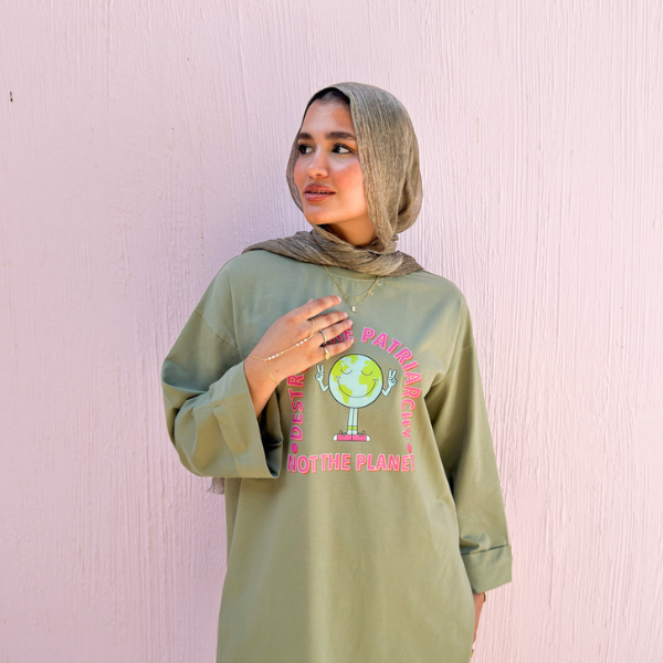 Olive Green Graphic T- Shirt