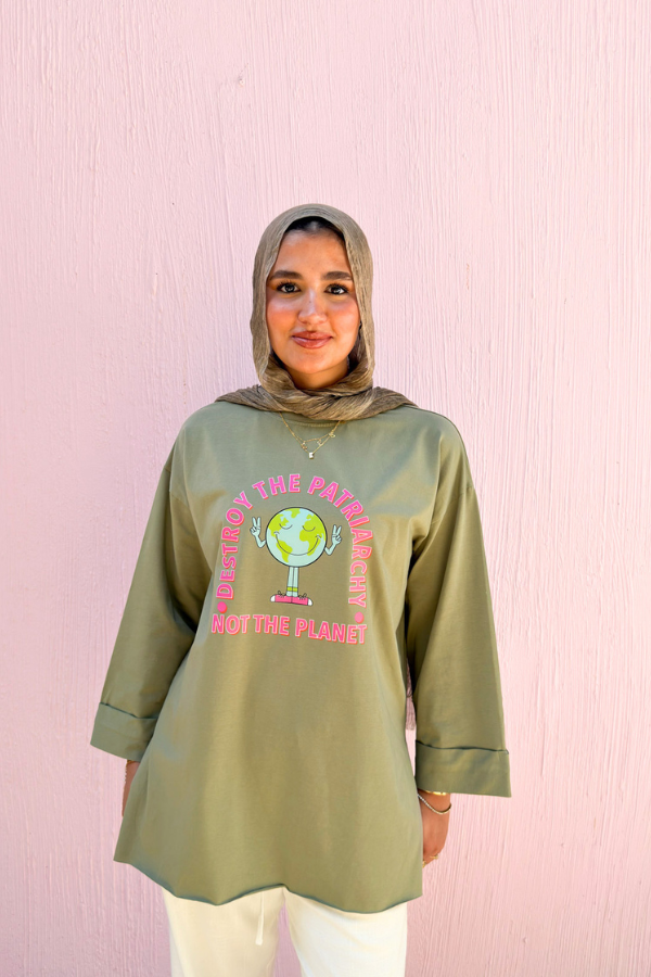 Olive Green Graphic T- Shirt