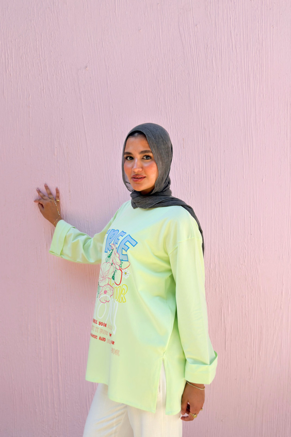 Lime Green Graphic T- Shirt