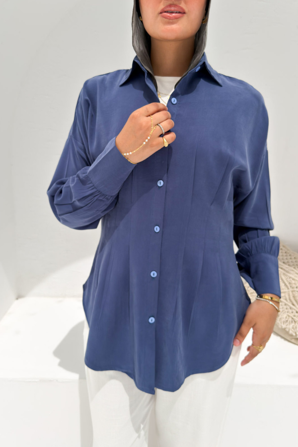 Pleated Blue Shirt