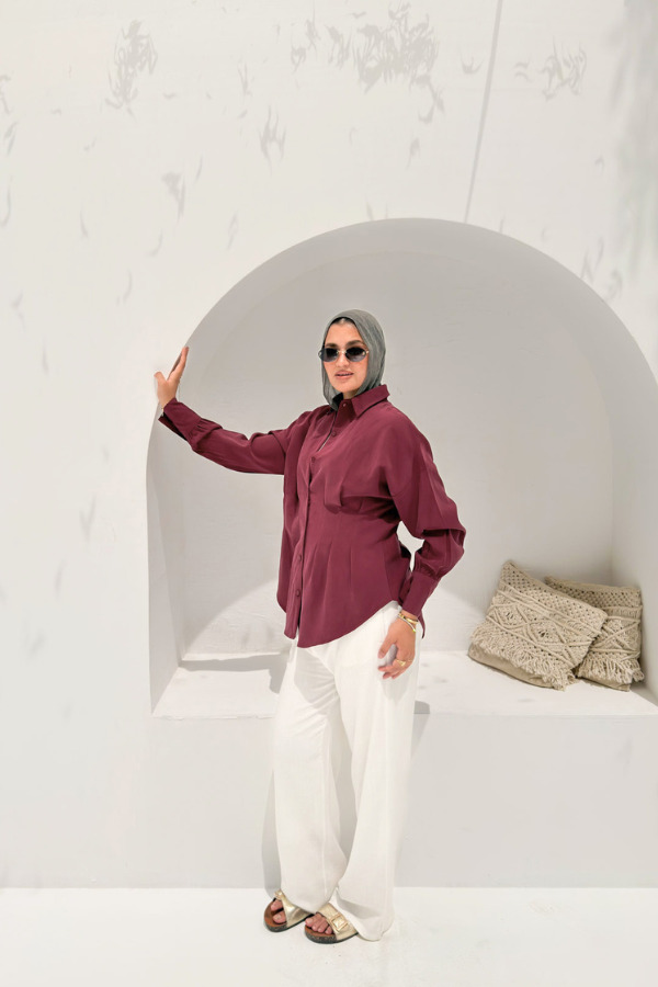 Pleated Burgundy Shirt