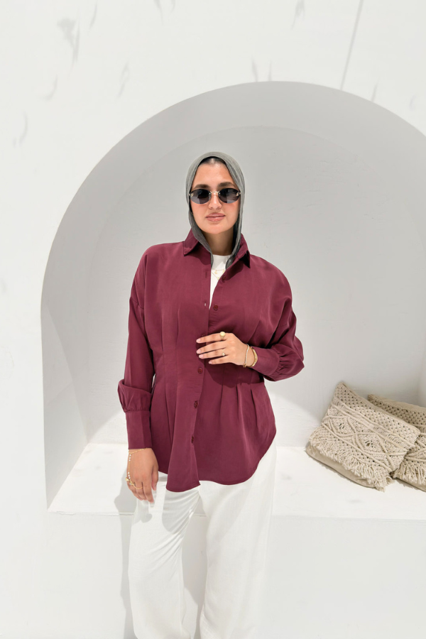 Pleated Burgundy Shirt