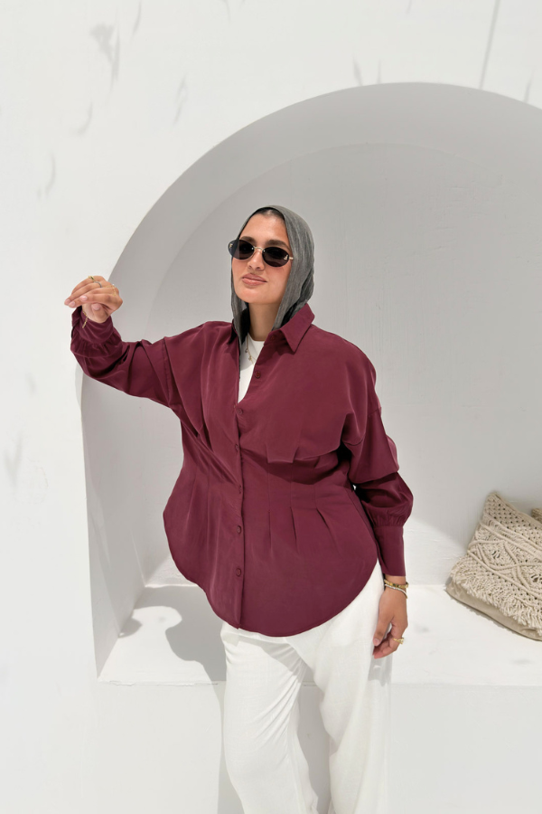 Pleated Burgundy Shirt
