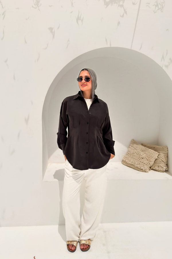 Pleated Black Shirt