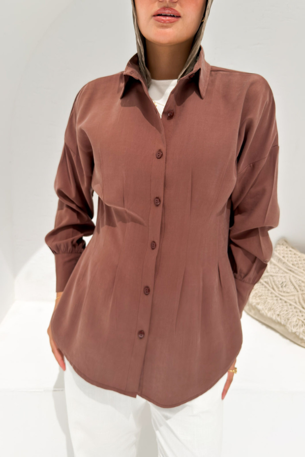 Pleated Brown Shirt