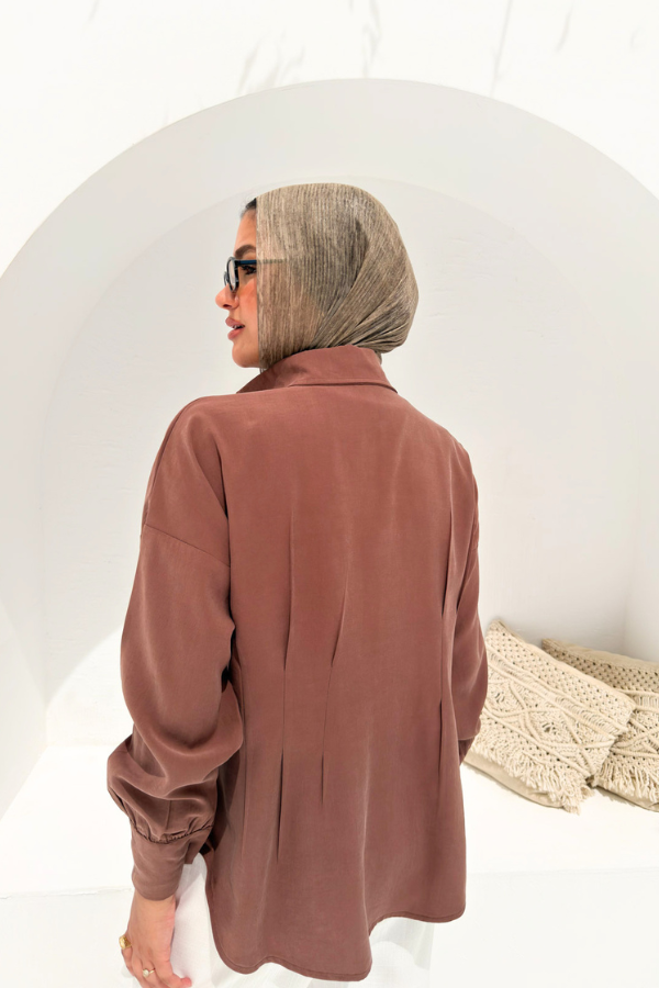 Pleated Brown Shirt