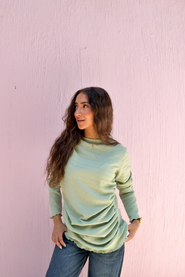 Ruched Mint Green Top