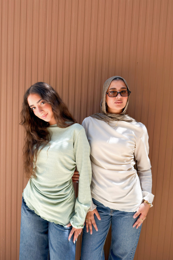 Ruched Mint Green Top