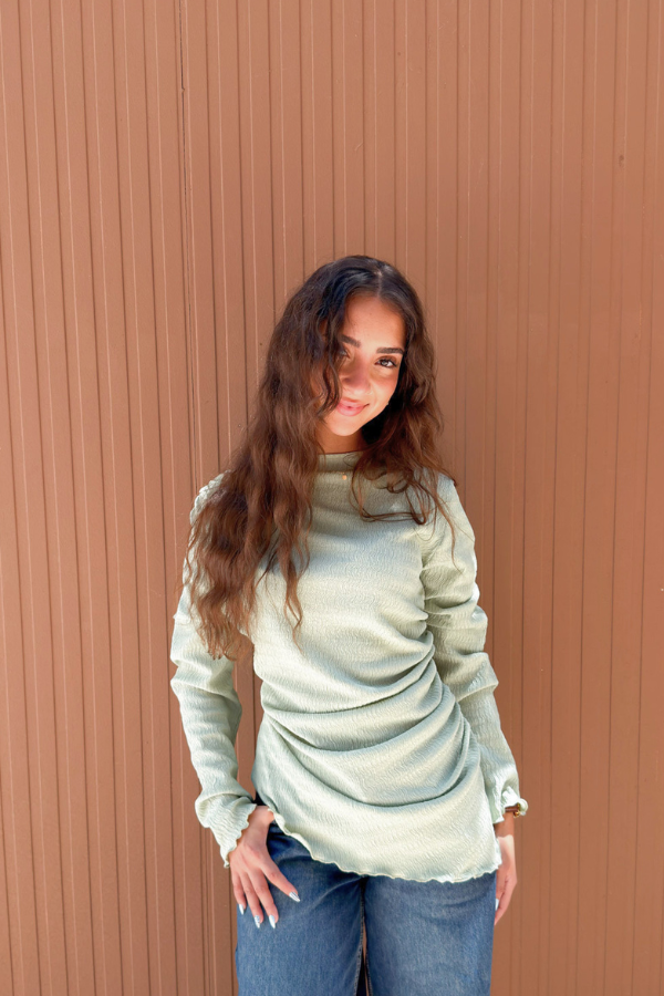 Ruched Mint Green Top