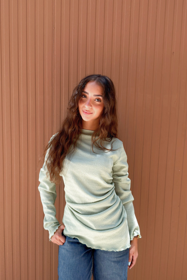 Ruched Mint Green Top