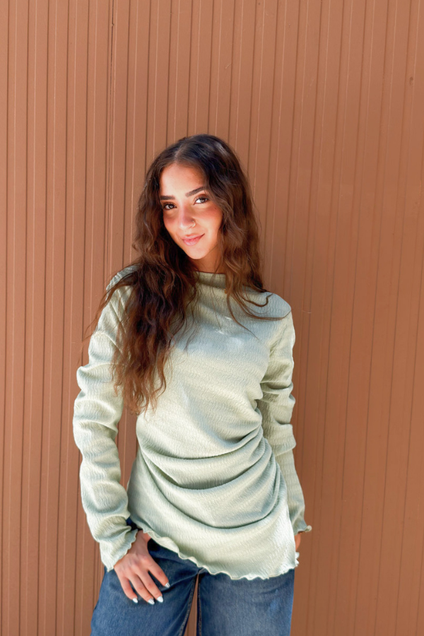 Ruched Mint Green Top