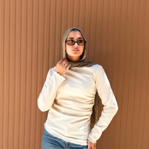 Ruched Beige Top