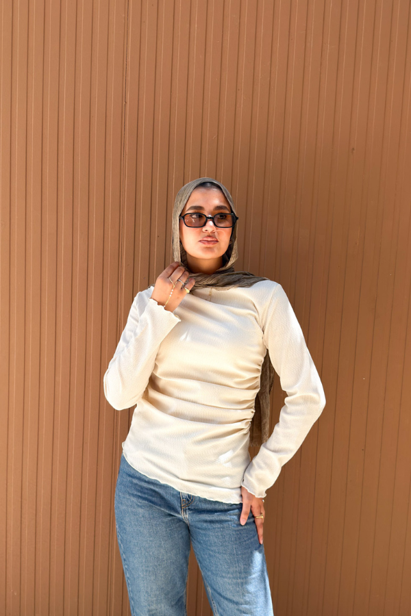 Ruched Beige Top