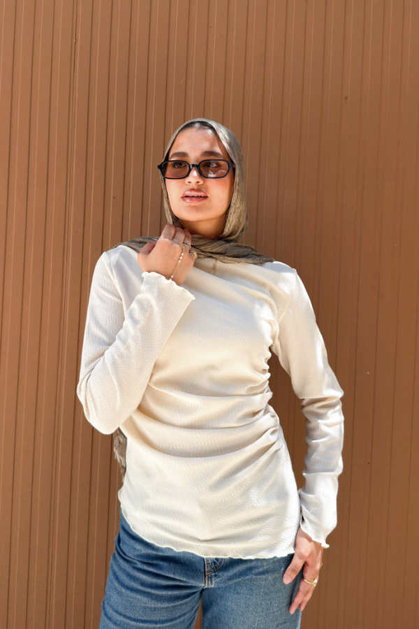Ruched Beige Top