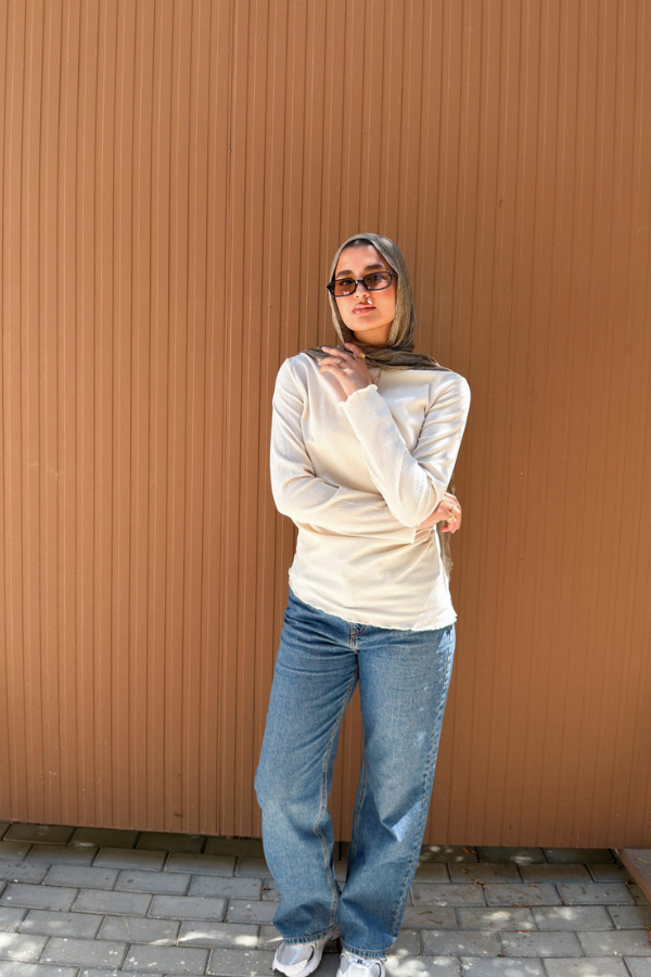 Ruched Beige Top
