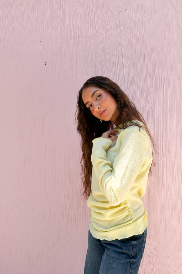 Ruched Butter Yellow Top